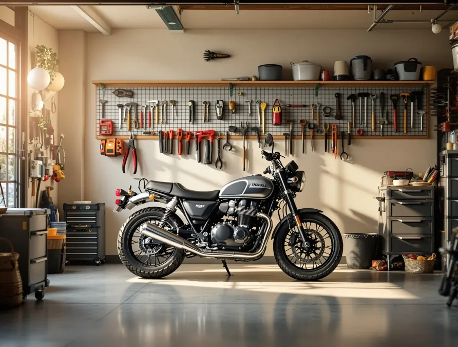 Motorrad Gutachter München – Begutachtung von Saisonfahrzeugen Motorrad in einer Garage eingelagert